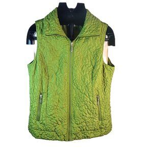 CHRISTOPHER & BANKS Green Quilted Zip Up Vest with Zipper Pockets Women's Medium